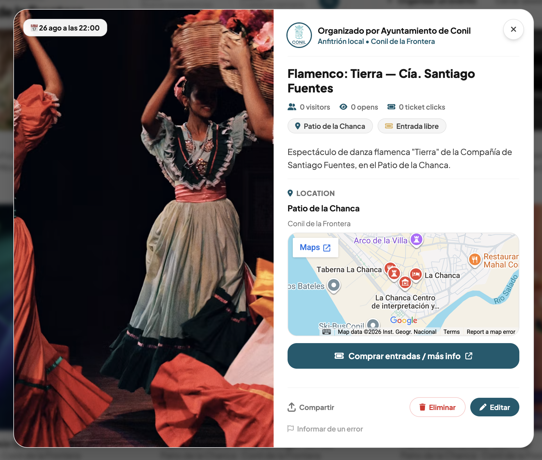 Booking widget preview, shown on siempreaqui.es
